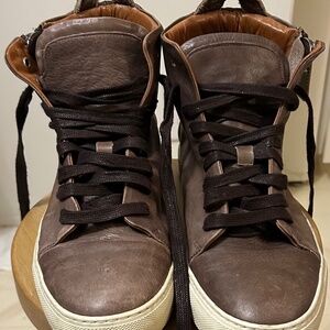 John Varvatos leather sneakers with chunky side zip. US M 8